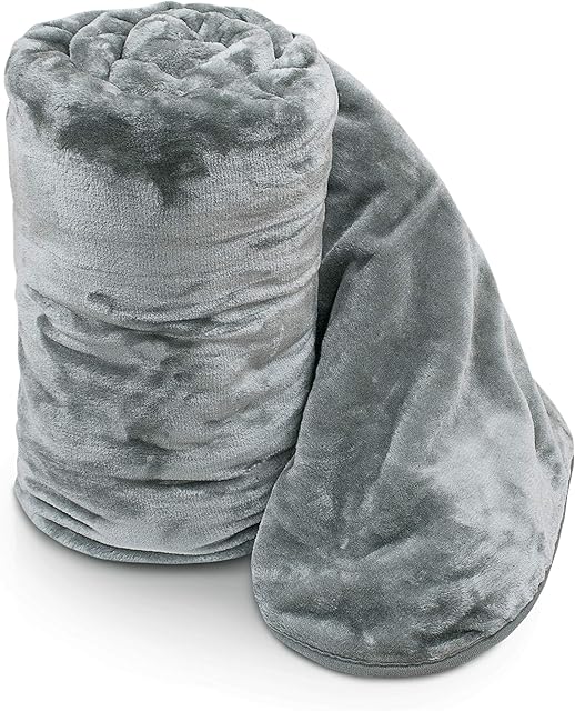 Ashley Mills Soft Luxury Faux Velvet Fur Mink Throw Over Sofa Bed Blanket Silver Smoke Grey Double 150x200cms