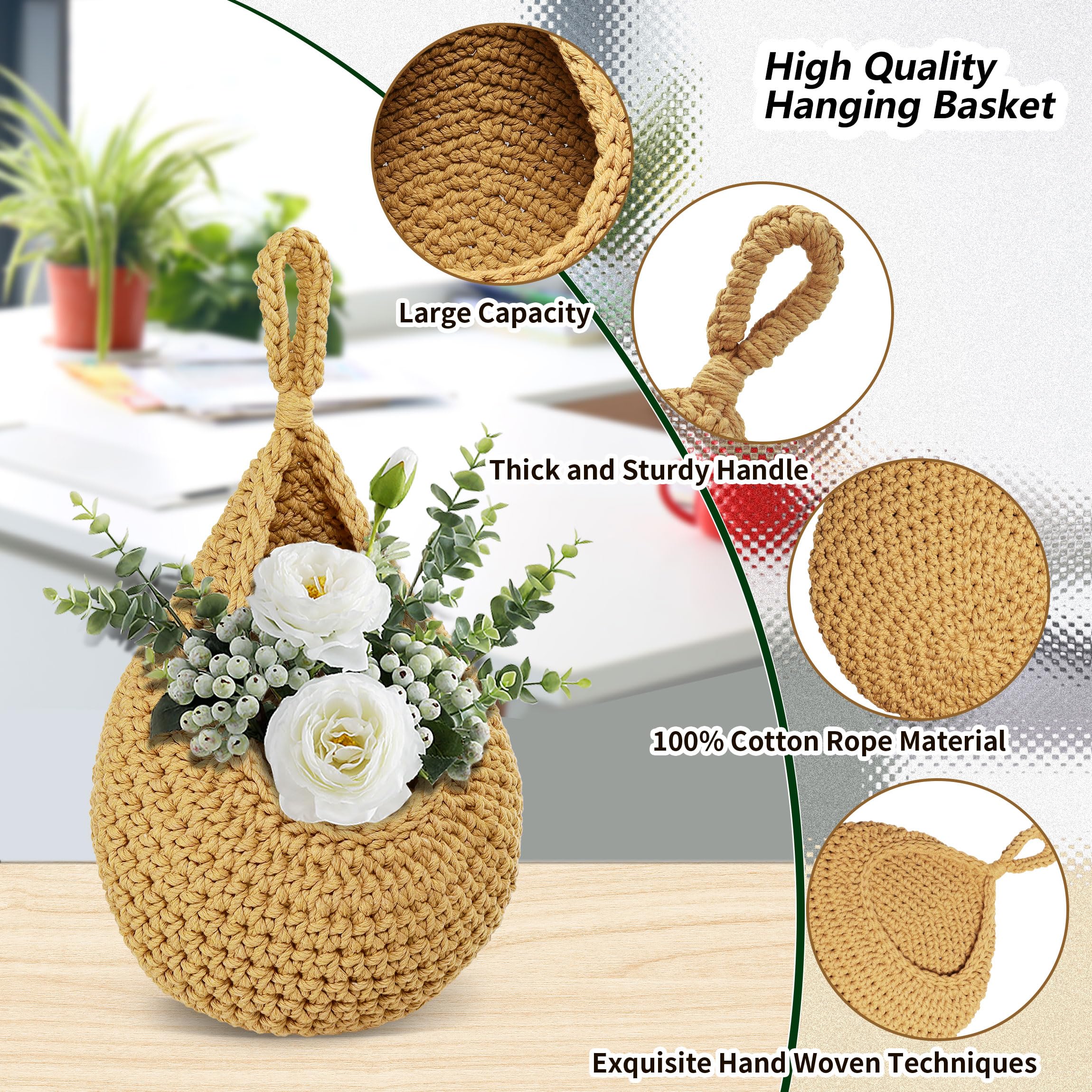 2 Cestas Tejidas Colgantes Para Pared - Decoración Rústica, Prácticas Para Plantas O Almacenamiento