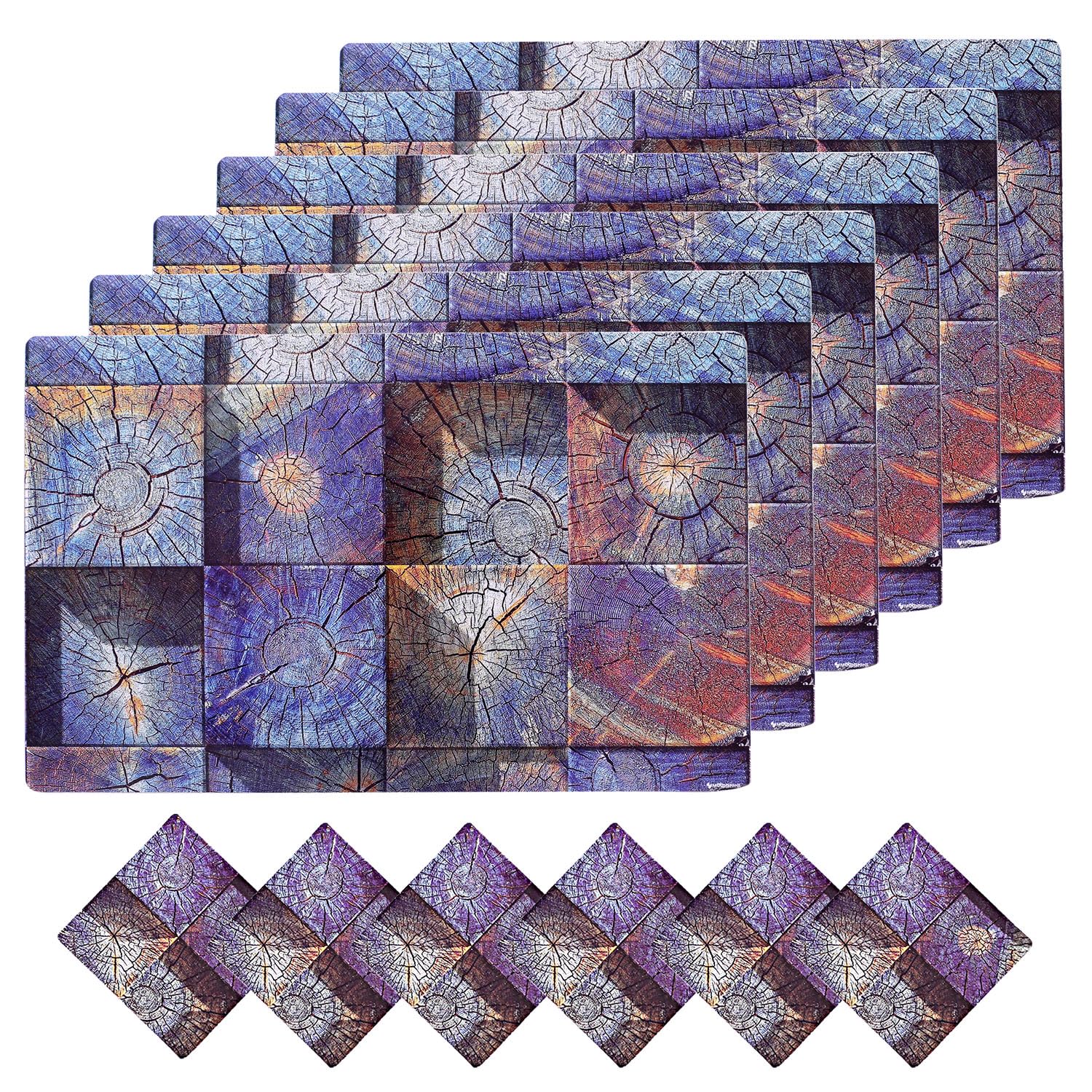 Kuber Industries Placemat | Table Placemats with Coasters | Table Placemats with Tea Coasters | Dining Table Placemats & Coasters Set | Tree Square | 12 Piece Set | Blue (B0CJJRT61T) Amazon Price History, Amazon Price Tracker