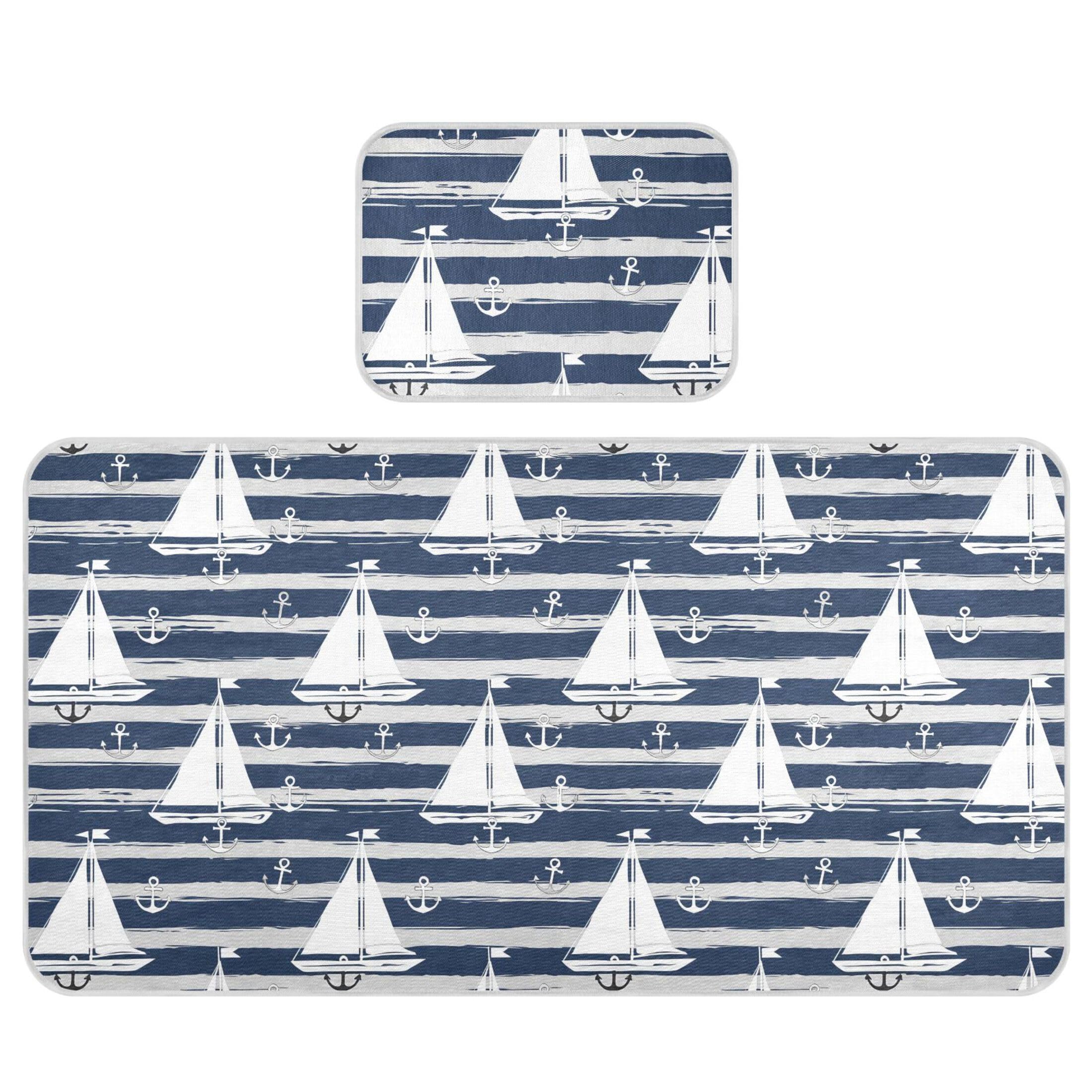 Takiito Sailboats on Stripe Baby Cooling Mattress Pad, Soft & Breathable Cooling Mat Keep Baby Cool in Summer 28x52 in, Nursery Essential