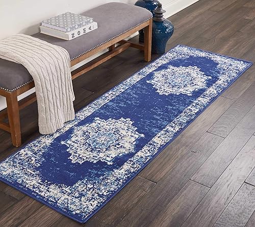 Nourison Grafix - Alfombra persa de 2 pies 3 pulgadas x 7 pies 6 pulgadas, moderna, fácil de limpiar, no se desprenden hilos, para dormitorio, sala