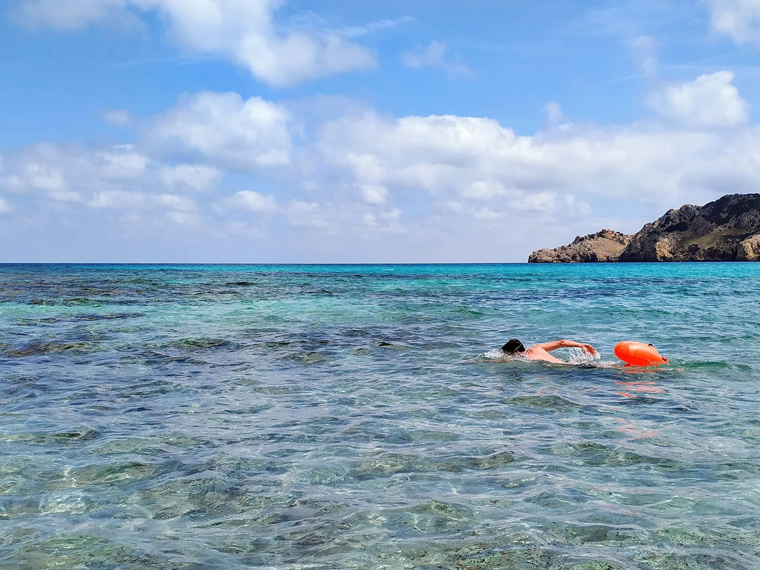 Boa gonfiabile per nuoto arancione & Sacca stagna – Sicurezza durante il nuoto, in acque libere e per il triathlon. Boa galleggiante, Swim Buoy Bubble