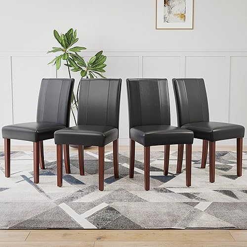 Miniatura 1 de Soohow Juego de 4 sillas Parson tapizadas para mesa de cocina de imitación sin brazos para habitación interior con patas de madera maciza, 4