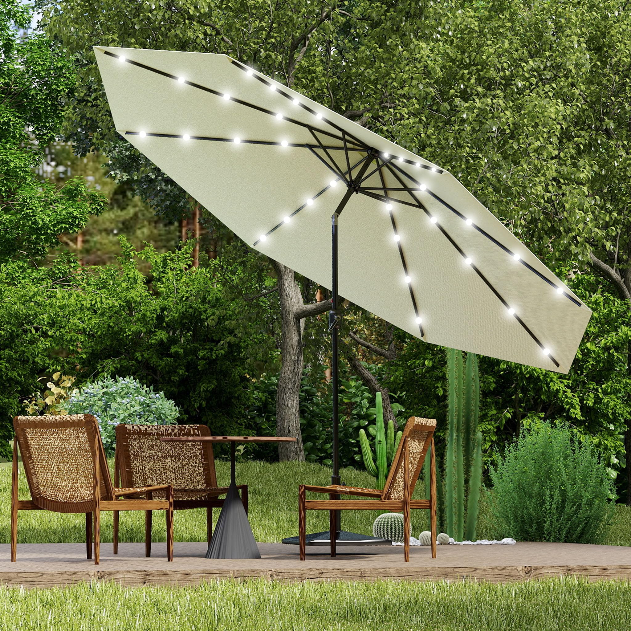 HENGMEI 300 cm, 350 cm, aluminiowy parasol przeciwsłoneczny, ogrodowy, na taras, na plażę, z korbą z ochroną UV 40+, na balkon, do ogrodu, na taras
