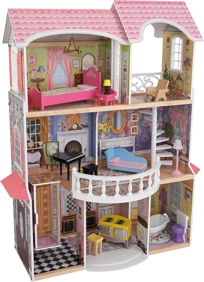 casa de muñecas kidkraft de 3 niveles con accesorios