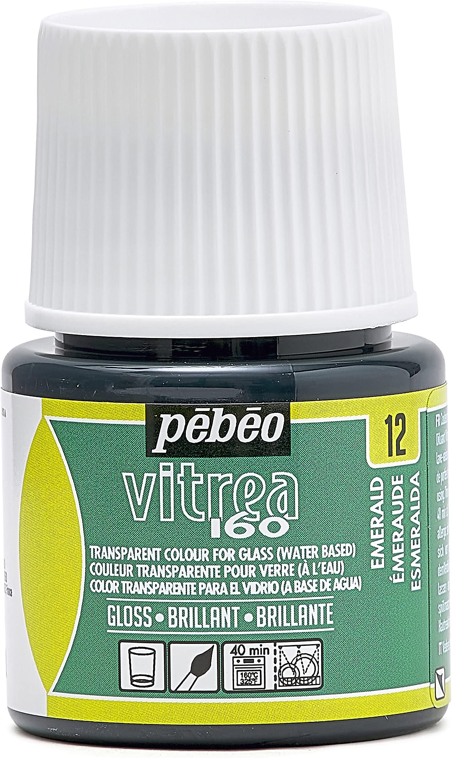 PEBEO - Transparent Glass Paint Vitrea 160°C - Emerald - 45 ML