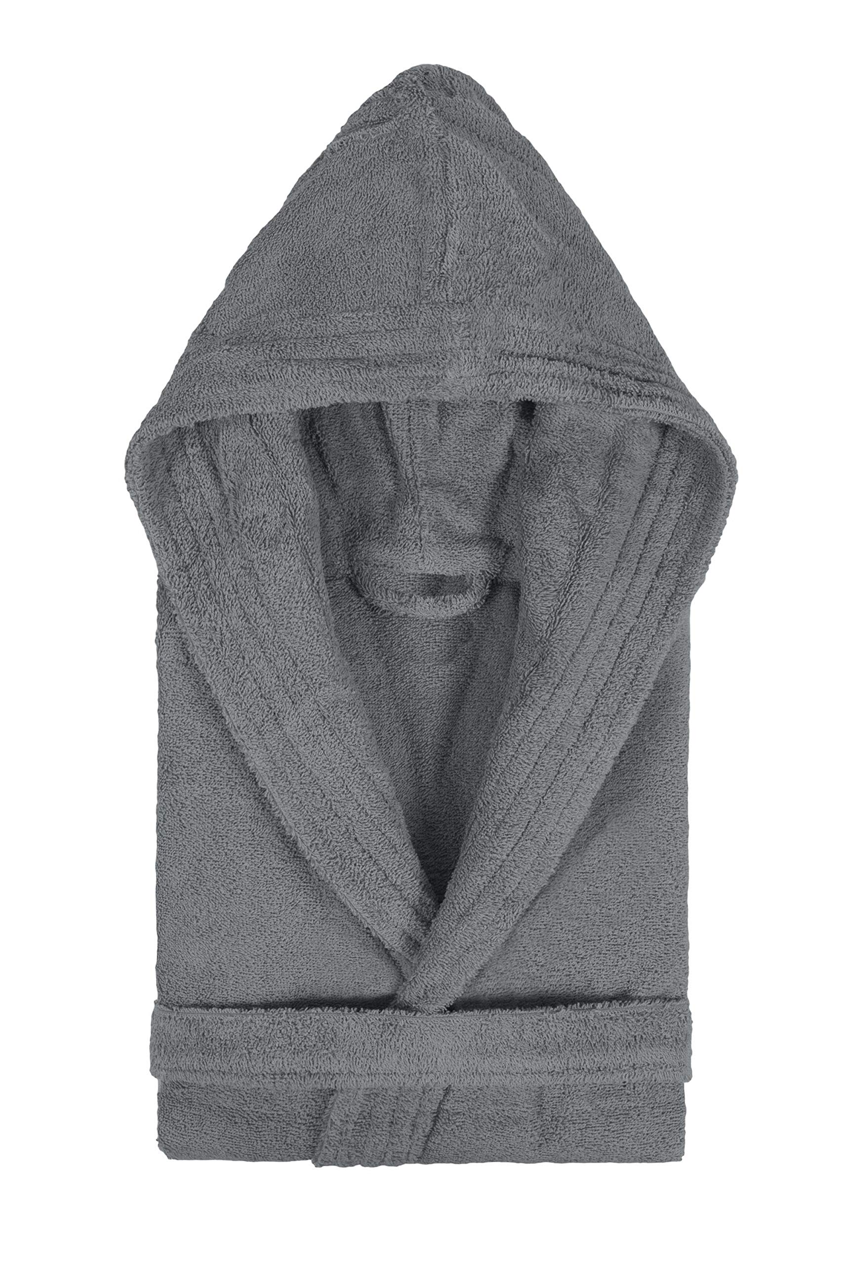 Lasa Albornoz con Capucha, algodón 100%, Gris, Talla XL