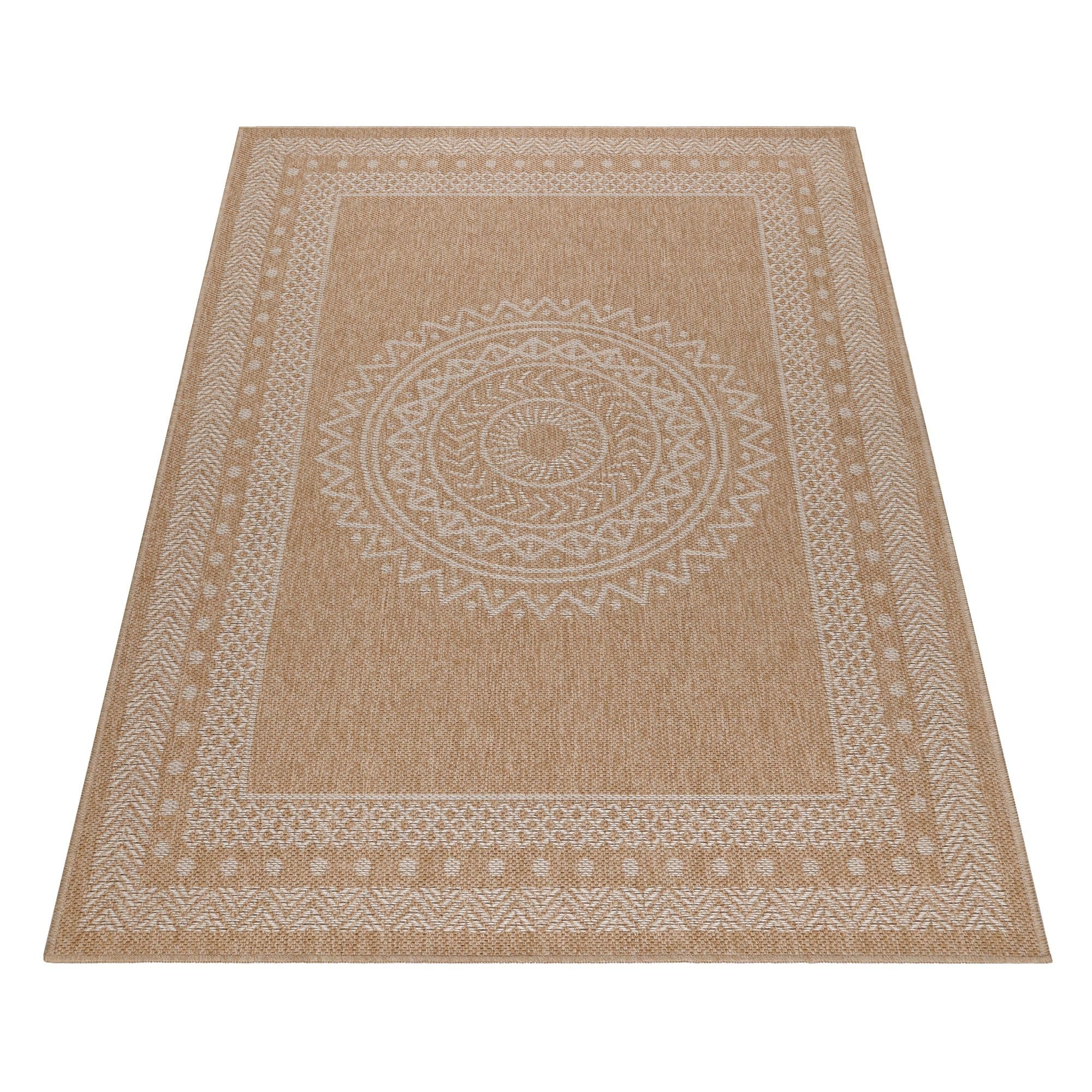 Carpetsale24 Outdoor Teppich 120x170 cm – Wetterfester Teppich für Balkon, Terrasse & Wohnzimmer – Flachgewebe in Jute-Optik, Pflegeleicht & Vielseitig