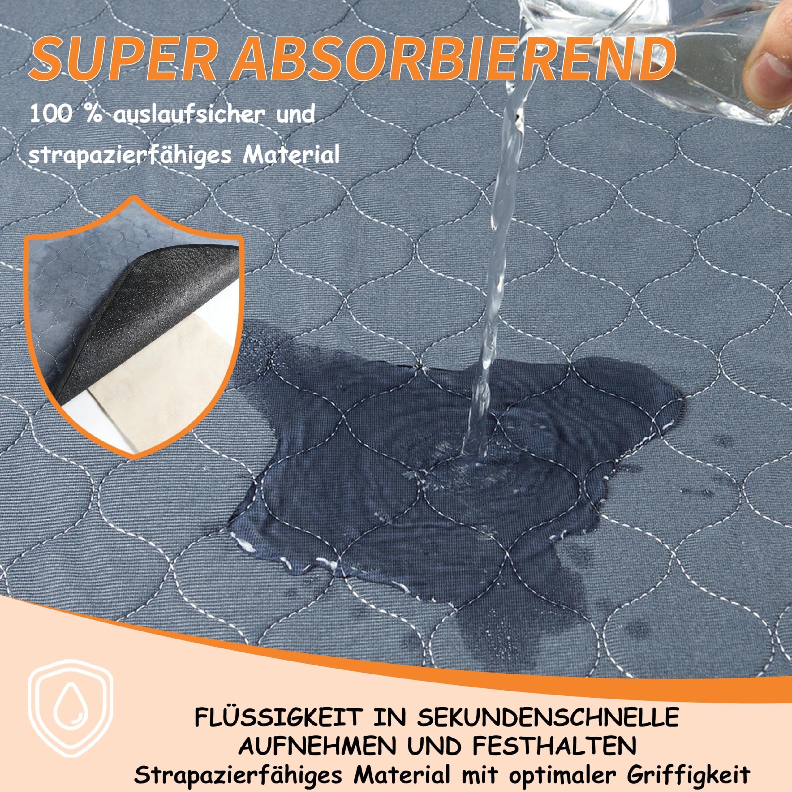 Bunlitent Wiederverwendbare Hundematten 5er Set (91x122 cm) – Waschbare Haustier-Urinunterlage Schnell Absorbierend, Wasserdicht für Welpen & Inkontinente Hunde