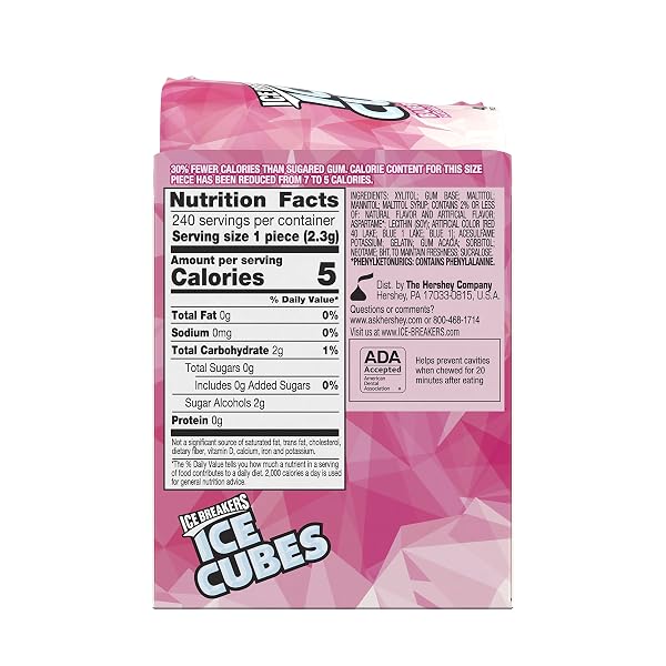 ICE BREAKERS Ice Cubes Sugar Free Chewing Gum Bottles, 3.24 oz (6 Count, 40 Pieces)