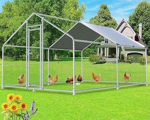 Large Metal Chicken Coop 12.8x9.84x6.6ft Chicken Runs for Yard with