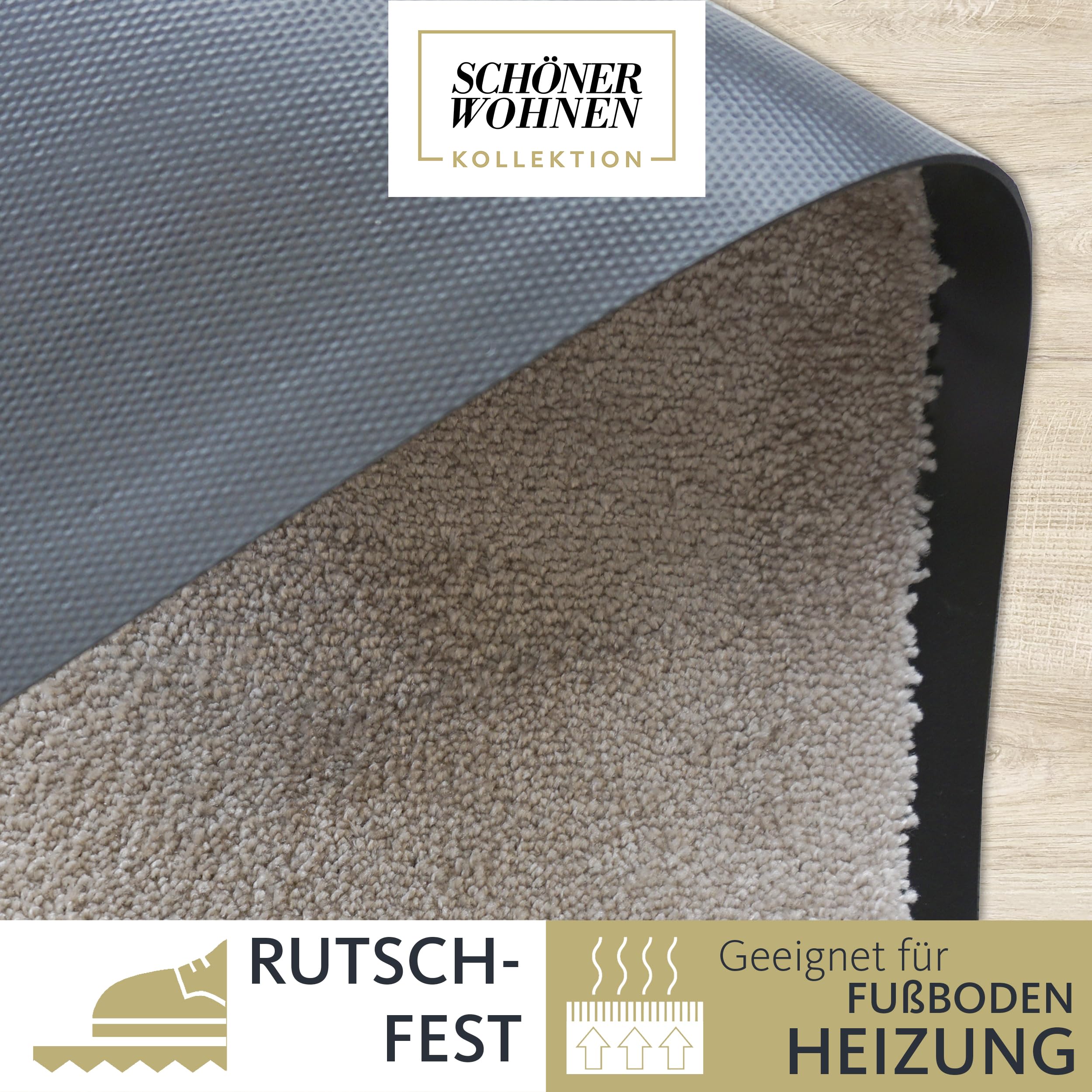 Rutschfeste Türmatte waschbar Innen - Beige 50 x 70 cm (Rechteckig) | Strapazierfähig Fußmatte Innenbereich Schmutzfangmatte pflegeleicht Sauberlaufmatte robust Fussmatte Eingangsbereich Haustür