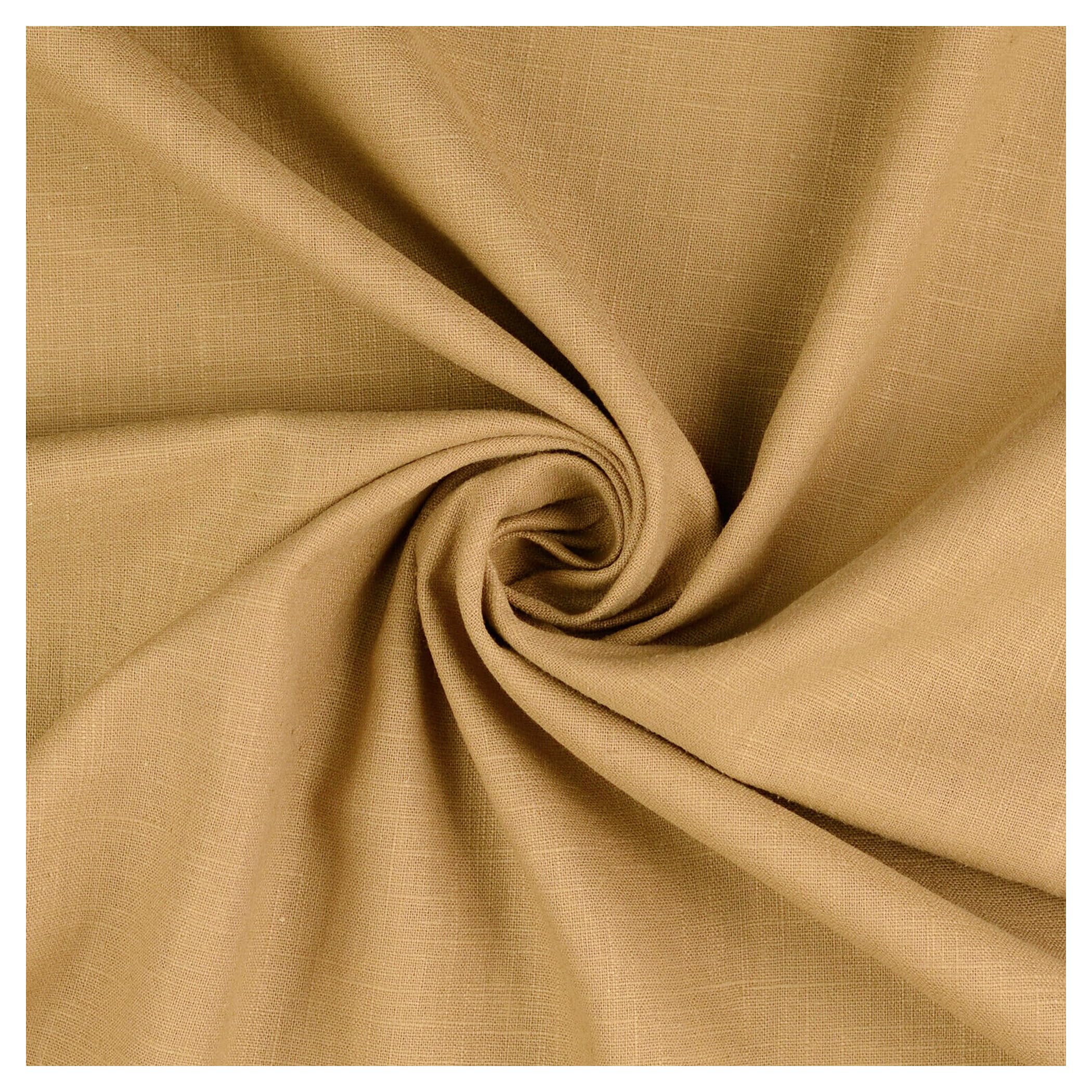 Premium Washed 100% Linen Fabric Soft Breathable Material Vintage Fashion Dressmaking Flax Bag Curtain Cushions Tablecloths | 1000cm x 136cm (Hazelnut)