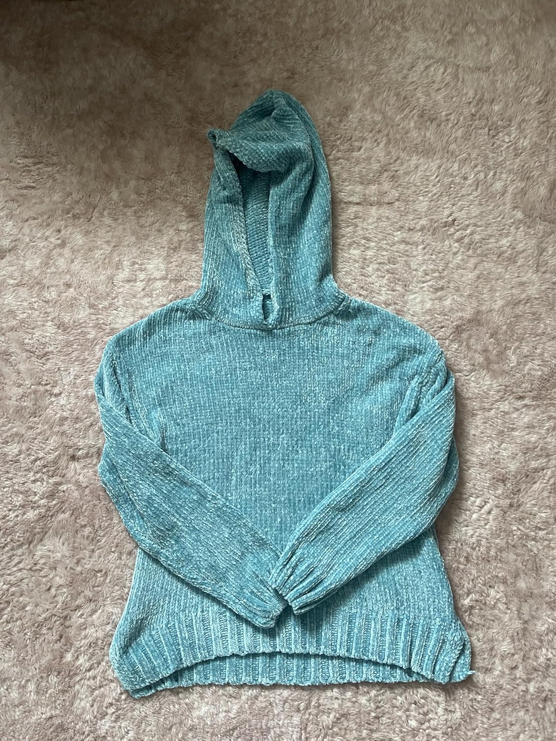 Generic Soft plush pullover sweater with hoodie, Nude ,Copper and Torquoise
