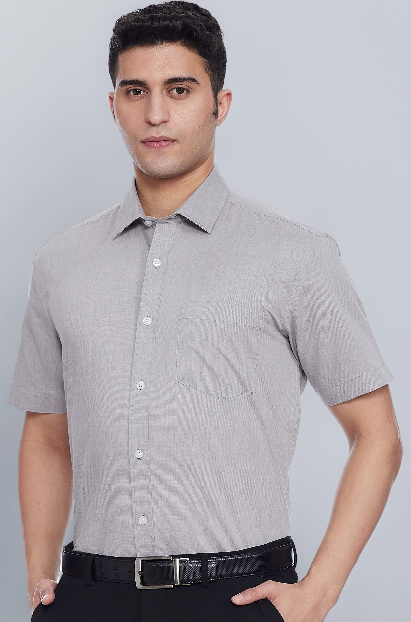 Men's Cotton Rich Formal Shirt | Plain | Half Sleeve - Regular Fit (Available in Plus Sizes)