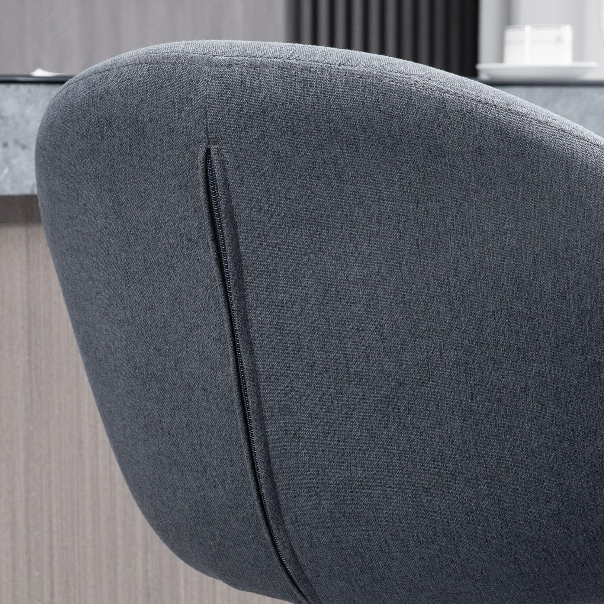 HOMCOM Taburete Alto de Cocina Pata de Acero 54x54x92-112 cm Gris Oscuro | Regulable en Altura, Taburete de Bar, Tapizado de Tela, Reposapiés, Carga 110 kg
