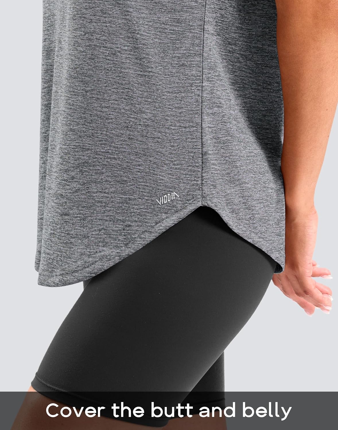 Viodia Womens Workout Tops Full Back Coverage Athletic Shirt UPF 50+ Quick Dry Short Sleeve T Shirts V Neck Gym Yoga Tunic