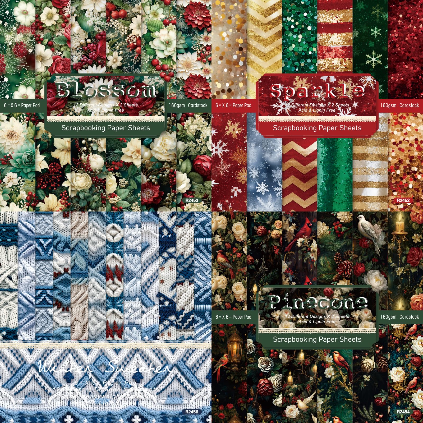 Papier do scrapbookingu, 48 arkuszy 6"x6" kolorowego papieru kartonowego, jednostronny zestaw papierów do wzorów, dekoracyjny papier do tworzenia kartek w tle do albumów fotograficznych(48A02)