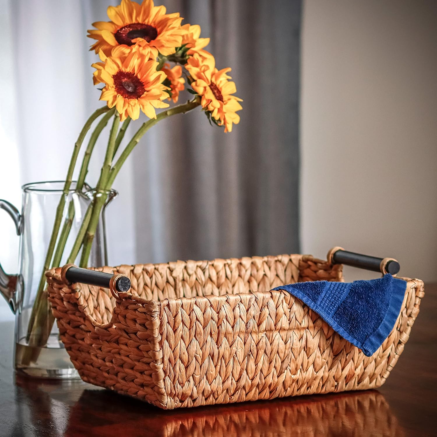 Trademark Innovations 17" Hyacinth & Wood Handled Basket