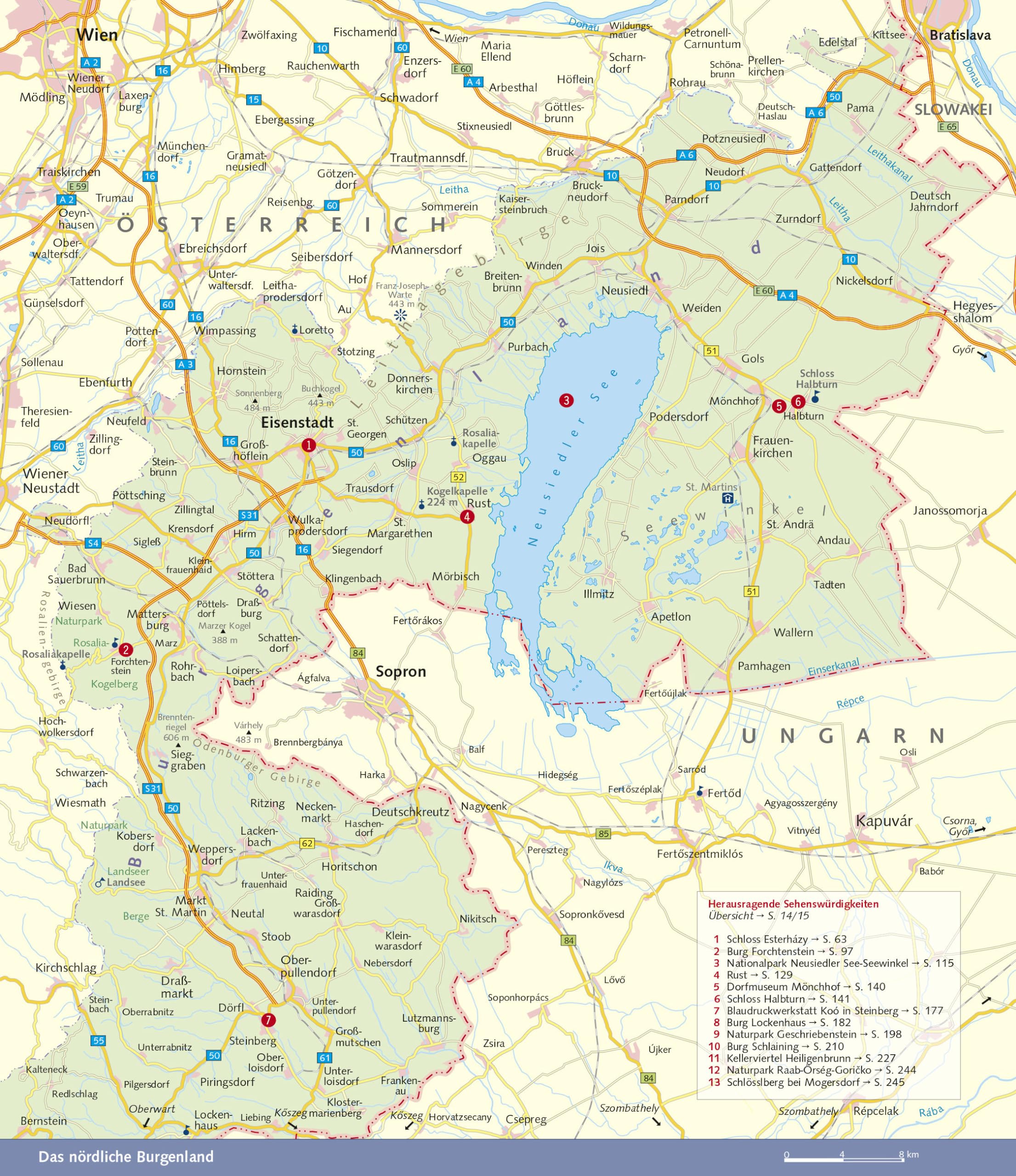 TRESCHER Reiseführer Burgenland: Neusiedler See, Eisenstadt, Lafnitz- und Pinkatal, Leithagebirge, Landseer Berge. Mit Ausflügen nach Sopron, K¿szeg und Szombáthely