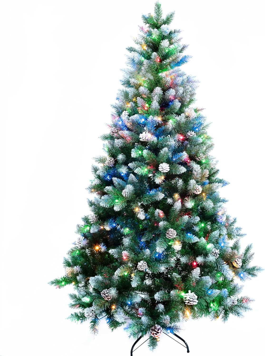 Prelit Artificial Christmas Tree Flocked Snow Trees with Pine Cone Decoration 6FT Prelit Artificial Christmas Tree Flocked Snow Trees with Pine Cone Decoration 6FT