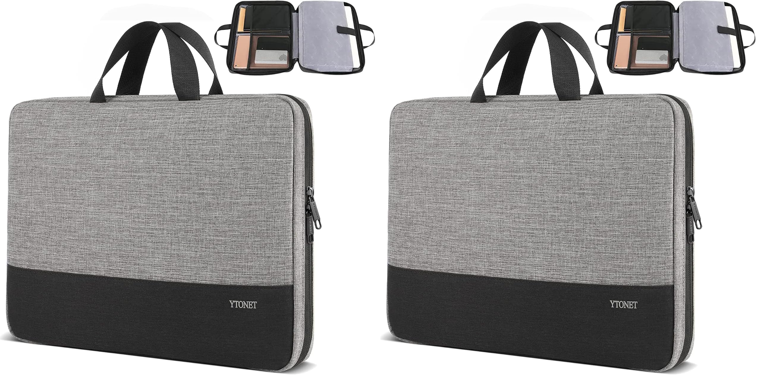 Ytonet Laptop Case, 15.6 inch TSA Laptop Sleeve Computer Bag Water Resistant Computer Case Carrying Cover Compatible for Lenovo, HP, Dell, Asus Notebook, Gifts for Men Women, Grey (Pack of 2)