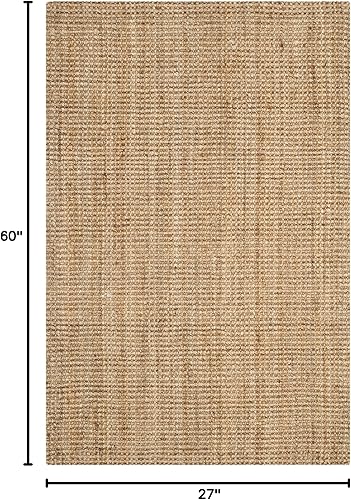 Vista 90 de Safavieh Natural Fiber Collection NF747A tapete de yute natural tejido a mano (5" x 8"), Yute, Natural Natural,Blanque/Marfil,Gris