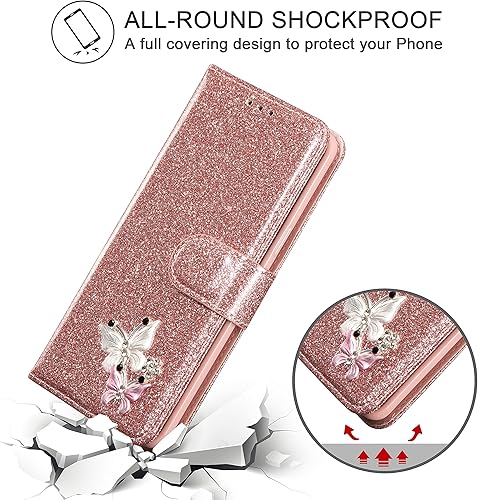 Miniatura 4 de UEEBAI Funda tipo cartera para Samsung Galaxy S9, funda de piel sintética con purpurina para teléfono, ranuras para tarjetas, funda con función