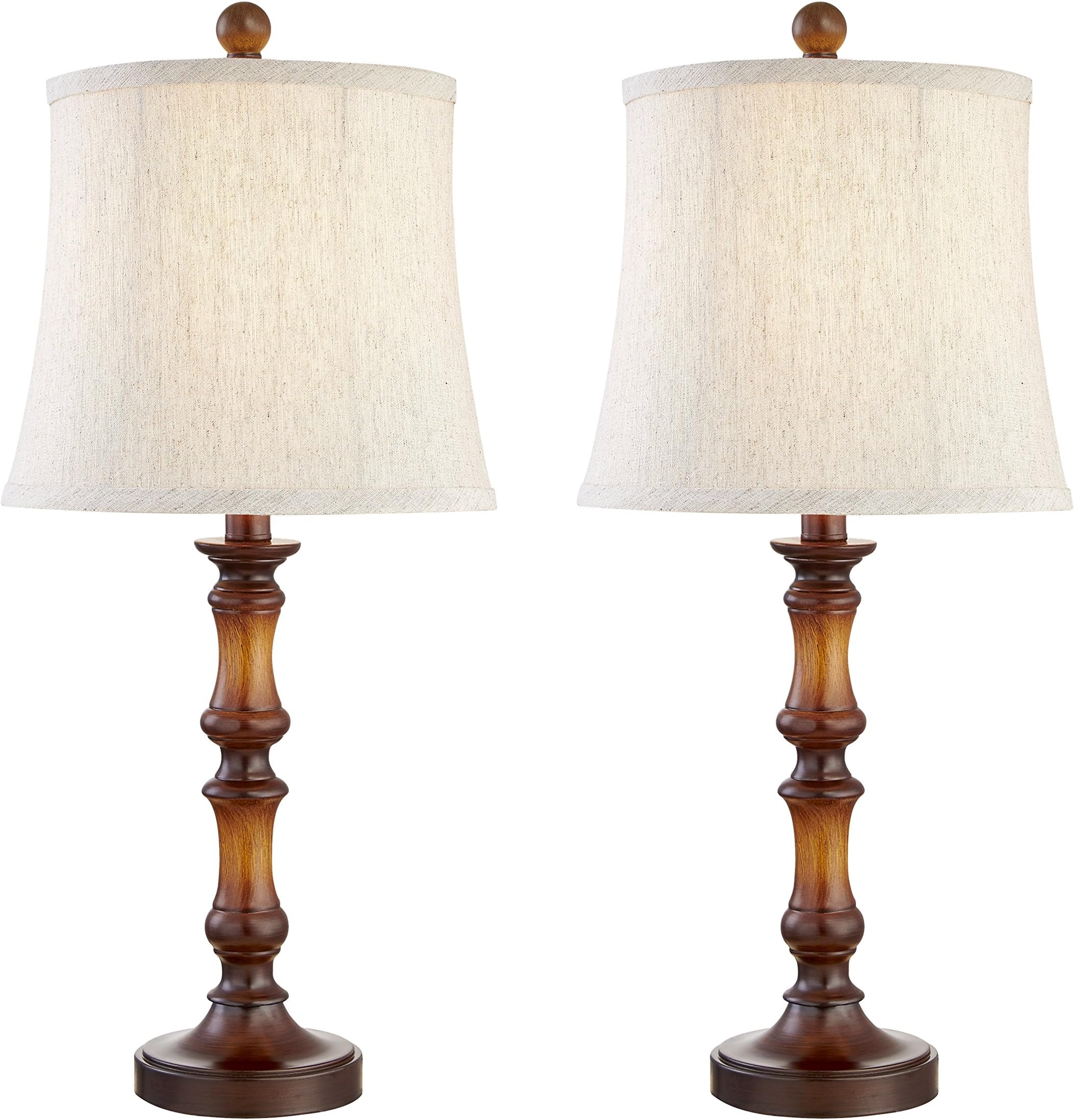 Desk Table Lamp, DILI HOME Vintage Plastic Table Lamp Set of 2 with Beige Linen Shade Desk Lamp Light Decoration for Bedroom, Living Room, Hallway, Office, Kids Room