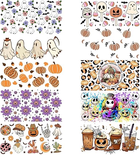 10 calcomanías de transferencia UV DTF impermeables para tazas de 16 oz taza de café helado, tazas de vidrio frotar en calcomanías de transferencia