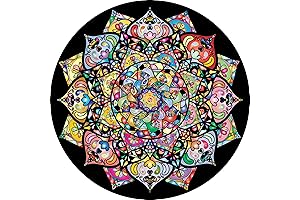 Lotus Flower Puzzle - 1000-Piece Creative Geometric Round Blue Board with Colorful Mandala Design