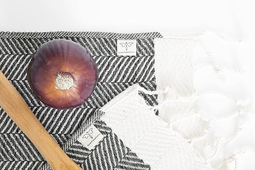 Miniatura 2 de SMYRNA TURKISH COTTON Paquete de 6 paños de cocina de la serie Herringbone, 100% algodón, de 12 x 12 pulgadas, lavables a máquina, suaves,