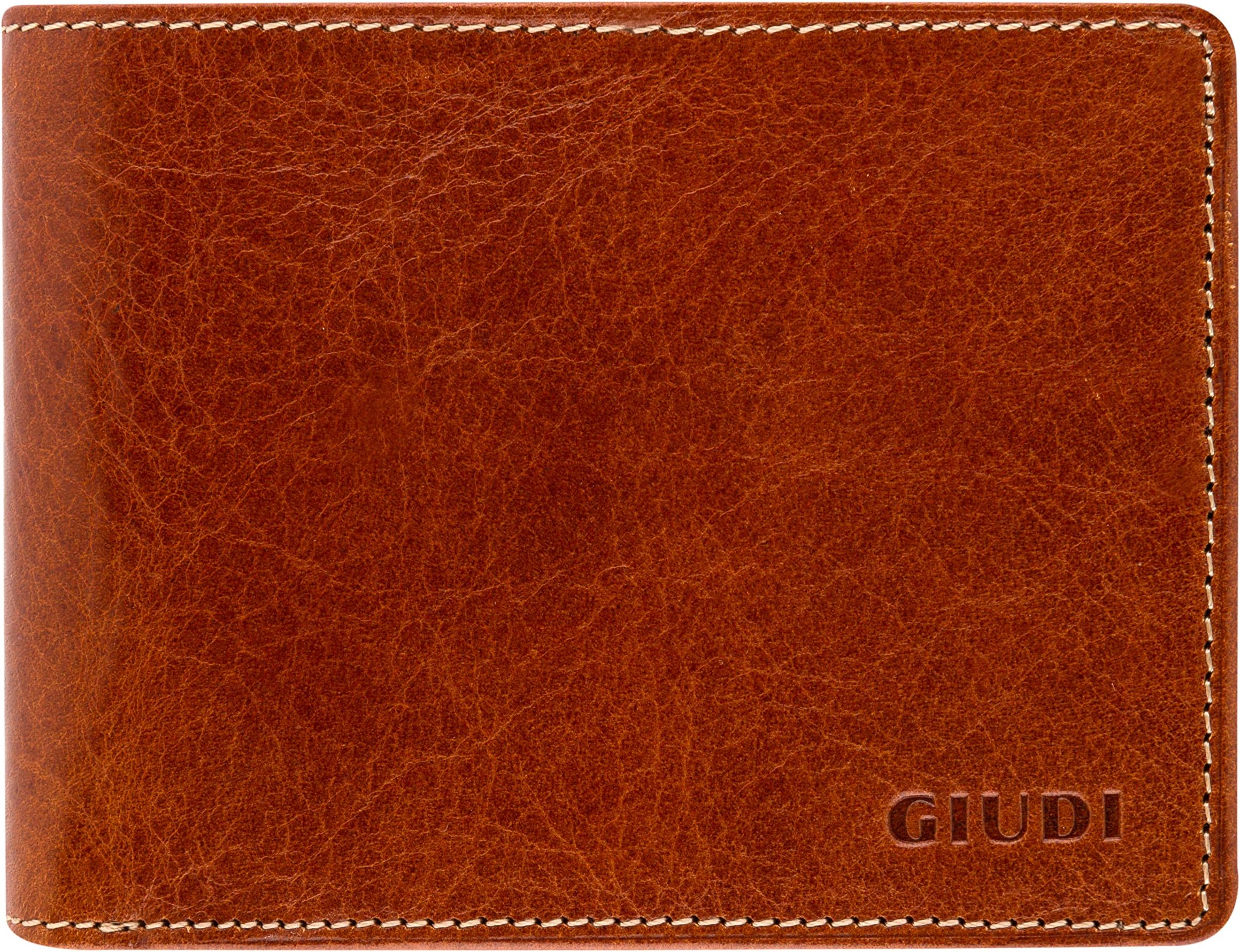 Giudi Men's Leather Wallet - Cow Leather Deluxe Wallet for Men - Made in Italy - Elegant Brown, Multiple Slots and Pockets - Slick and Lightweight Design - Perfect Luxury Gift for Men