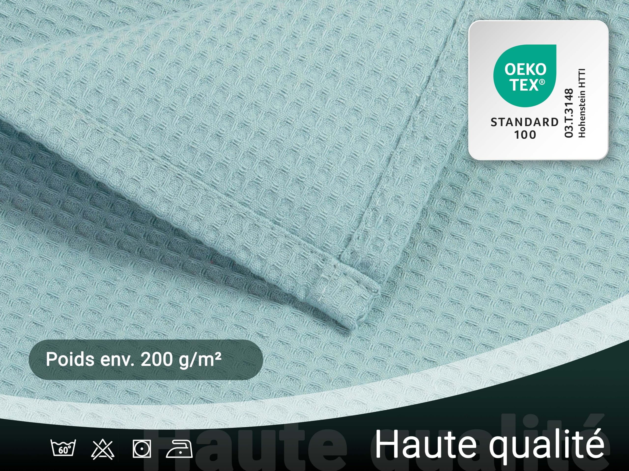 ZOLLNER Couverture Douillette 150 x 200 cm - 100% Coton - Motif Intemporel - Infroissable et Respirante - Couleur Bleu Clair - Lavable à 60 °C - Qualité hôtelière - Certifiée Oeko Tex®