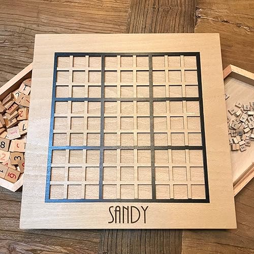 Miniatura 4 de WE Games Tablero de madera grabado personalizado Sudoku - Cajones de almacenamiento para azulejos numerados de madera