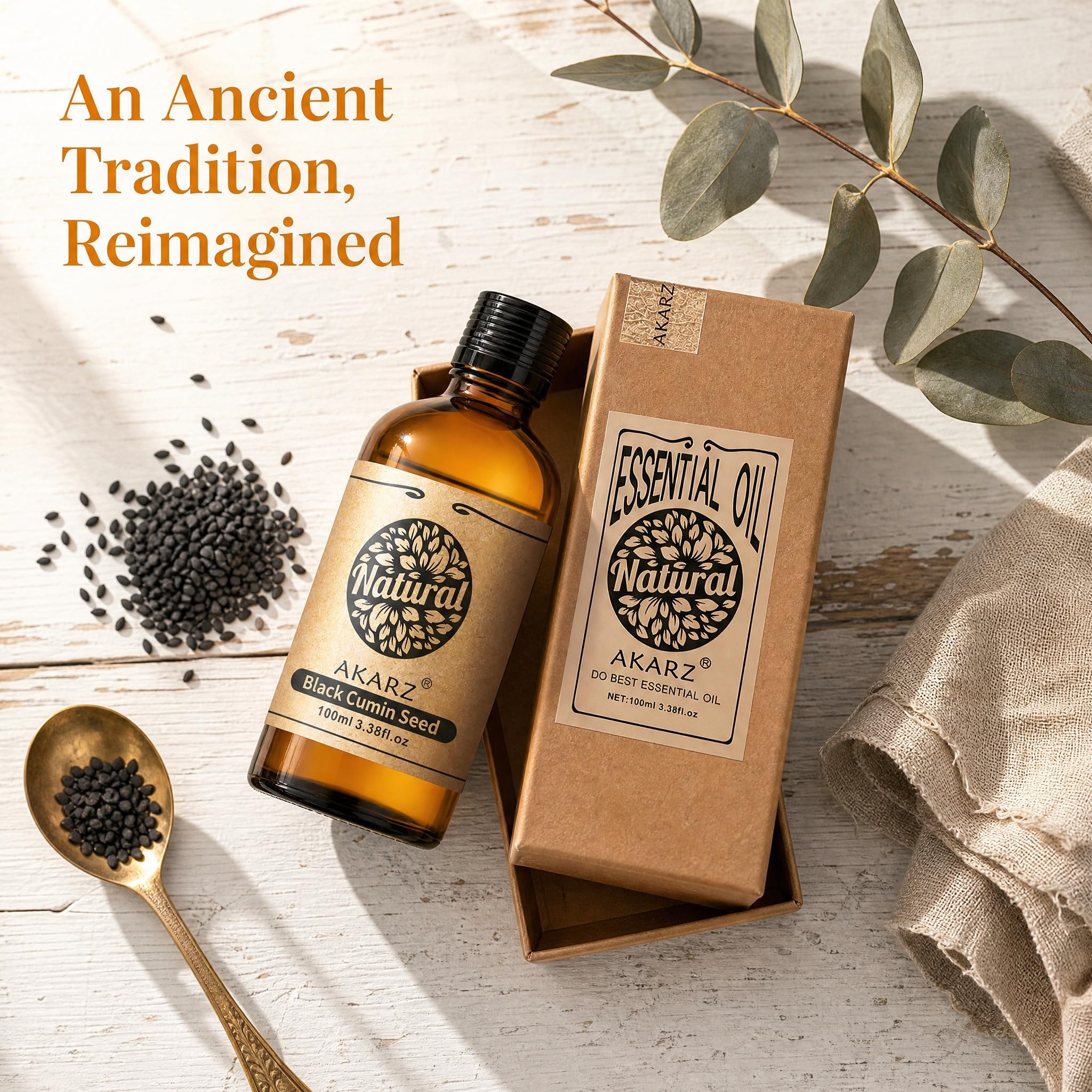 AKARZ 100ml Olejek esencjny z Nasiona Czarnego Kminu - Naturalny olejek aromatyczny do dyfuzorów, lamp aromatycznych i aromatów pomieszczeń