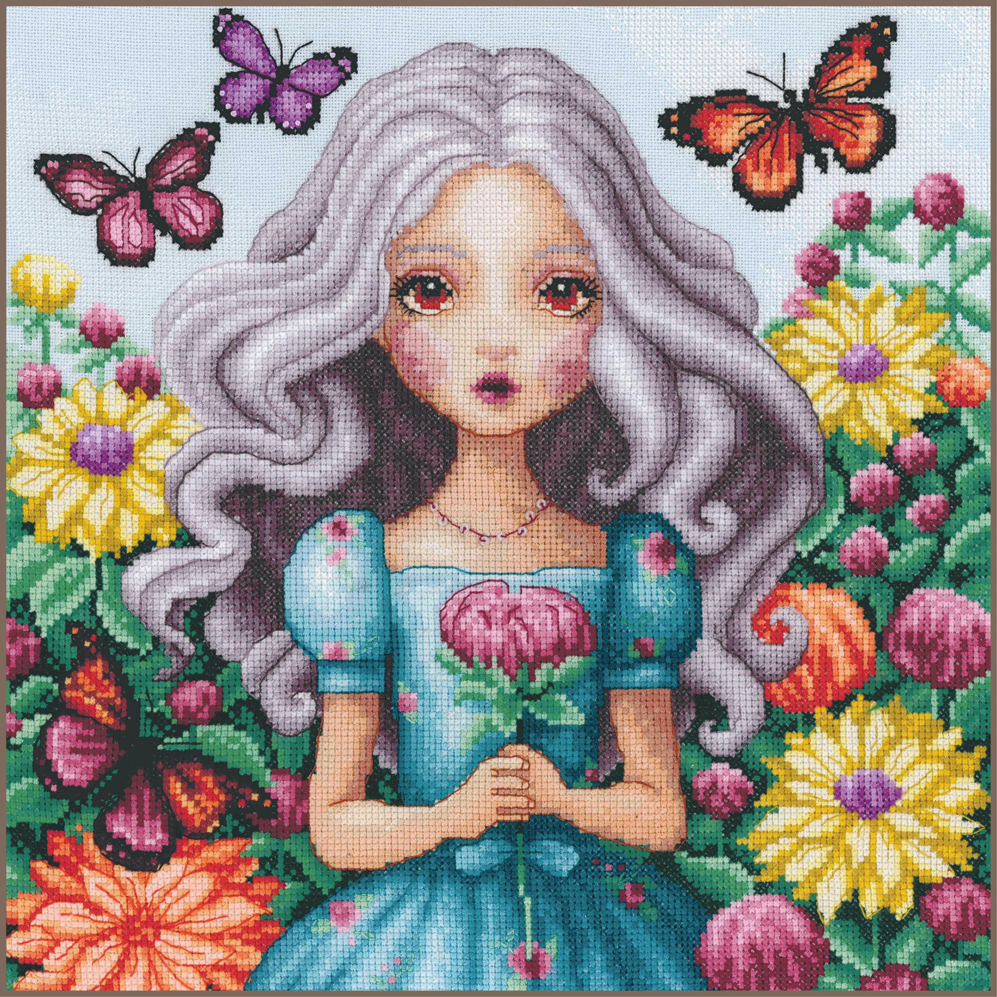 LANARTE Haft Krzyżykowy Liczony Zestaw Obraz do Haftu TRZYMAM KAŻDĄ DALIĘ Zrób to Sam Zestaw Kreatywny dla Dorosłych Rękodzieło Artystyczne 29 x 29 cm Dekoracja Ścienna DIY Cross Stitch Kit