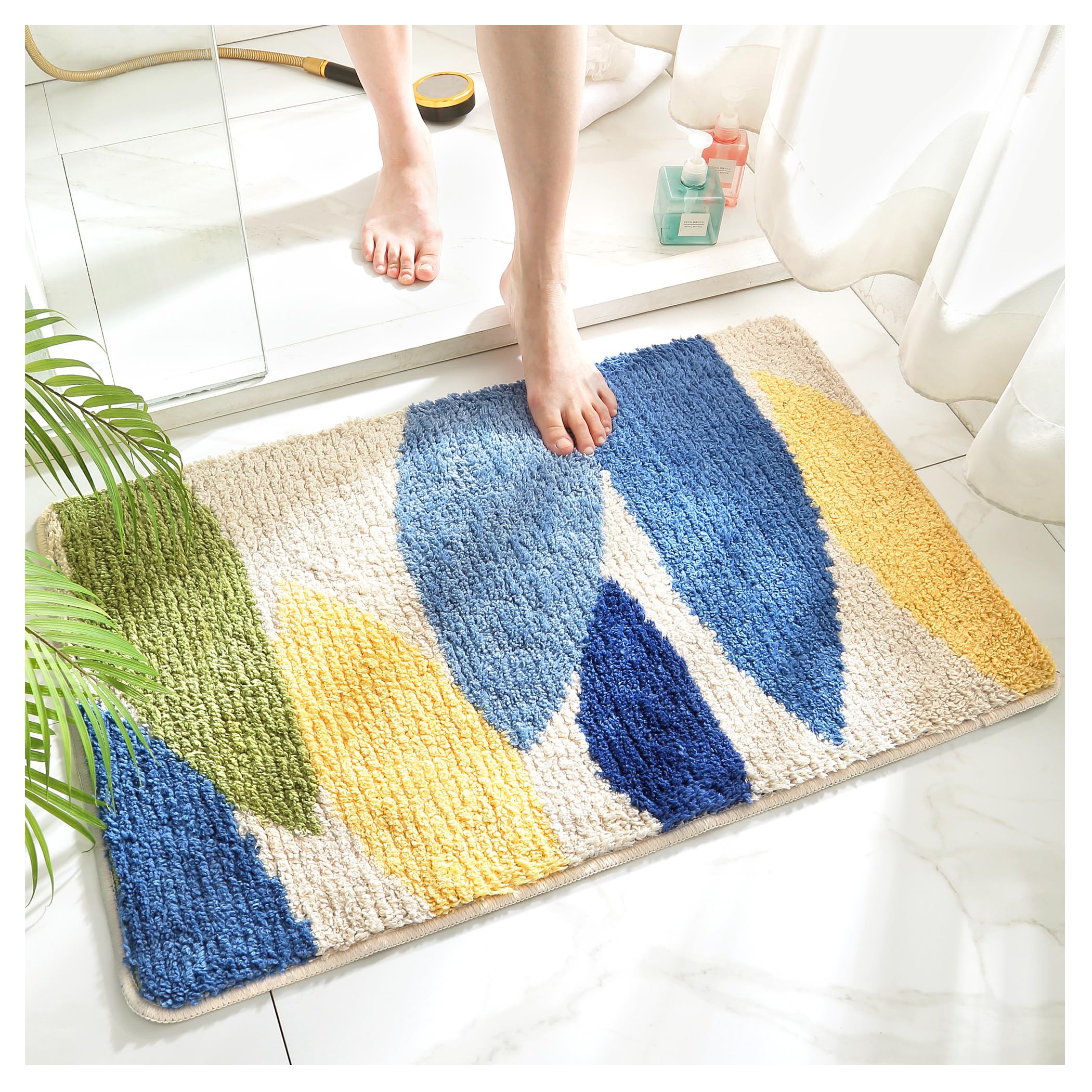 Apeso Plants Pattern Bath Mat - Ultra-Absorbent, Non-Slip Bathroom Rug, Machine-Washable, Thick Plush Mat, Soft Microfiber for Bedroom, Bath Tub, and