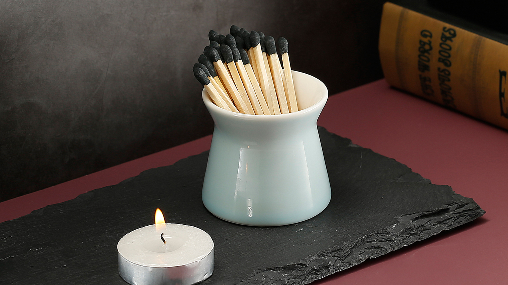 Amarcado Lot De 2 Supports D'allumettes En Céramique Avec Bâton