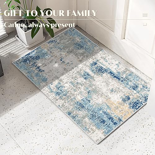 Miniatura 6 de Deerly Alfombra moderna abstracta de 2 x 3 pulgadas, alfombra de área pequeña, alfombra de entrada, suave, lavable, antideslizante, contemporánea,
