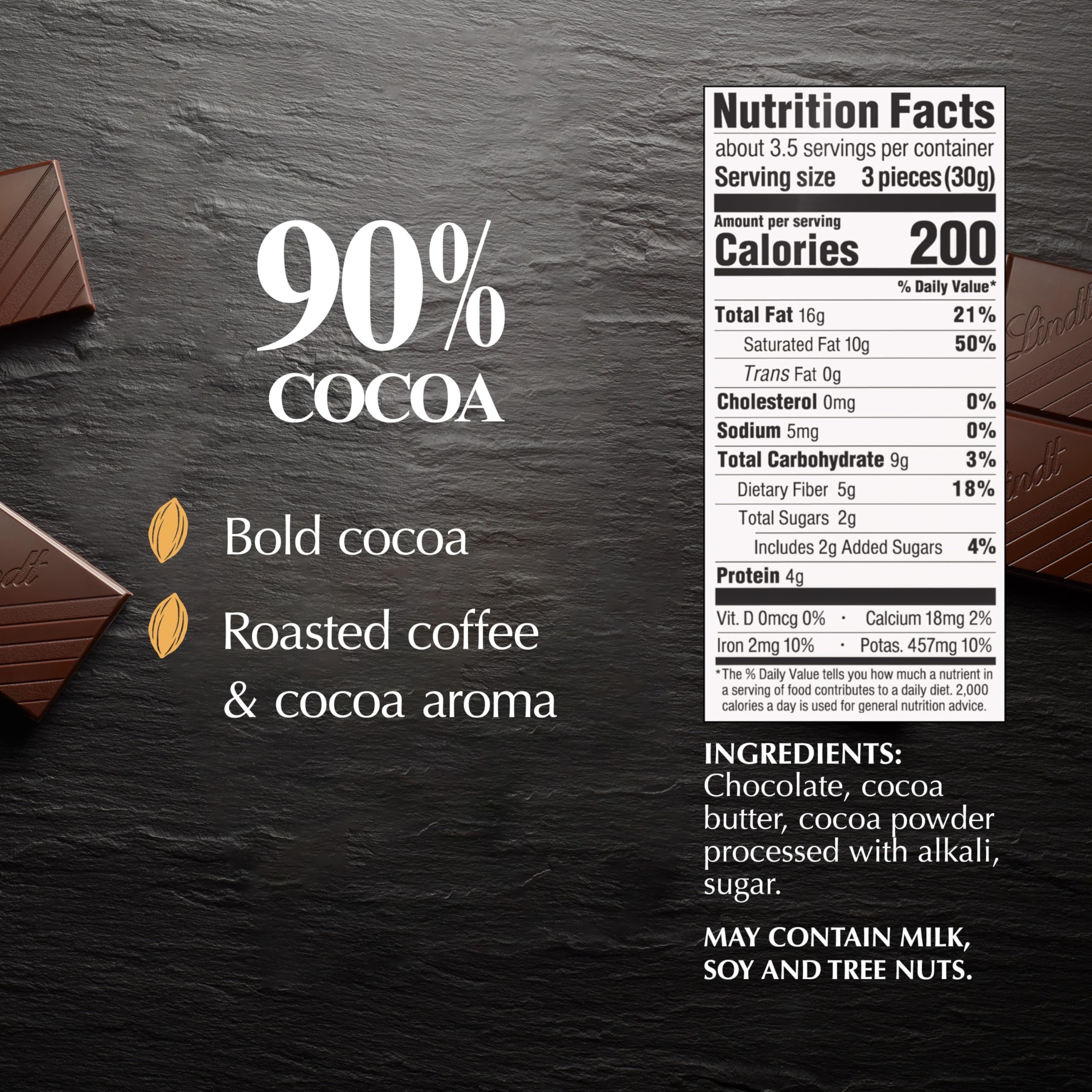 Lindt Excellence Supreme Dark Chocolate 90% Cocoa, 3.5-Ounce Packages (Pack of 12)