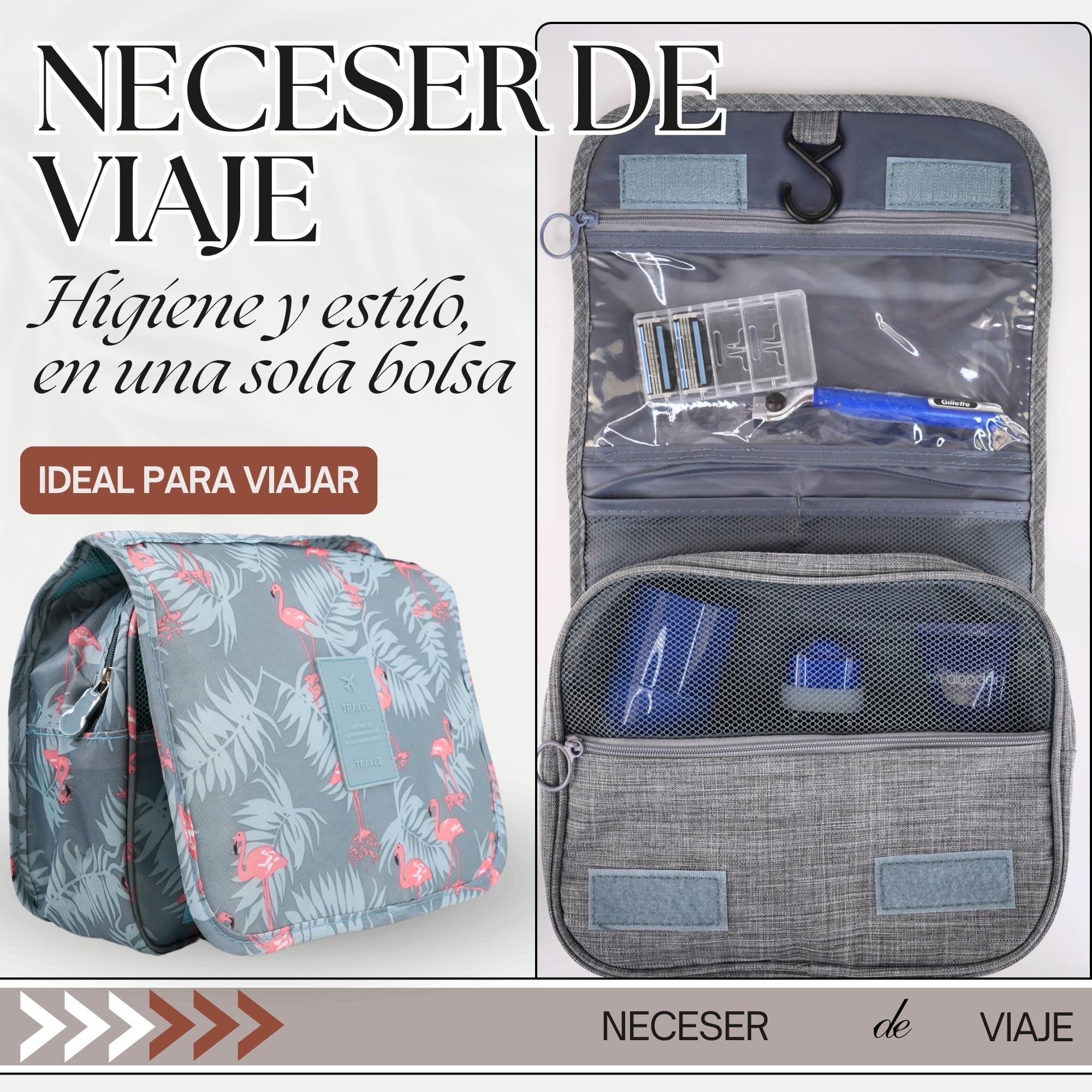 Neceser Viaje Colgante Impermeable Mujer, Viene con 2 Bolsas de Almacenamiento de Regalo, Neceser Mujer, Bolso Maquillaje, Bolsa de Aseo para Viajes Compacto, Ideal como Accesorios de Viajes