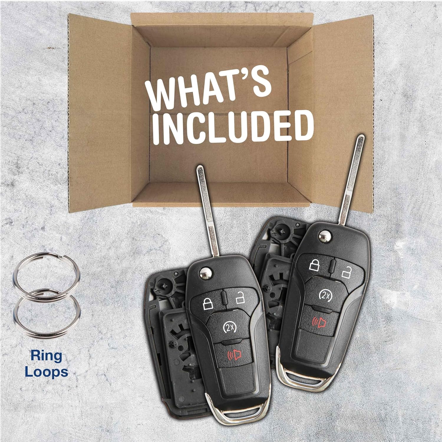 2X Remote Start Flip Key Fob Shell Case Replacement for Ford N5F-A08TDA, 5923694