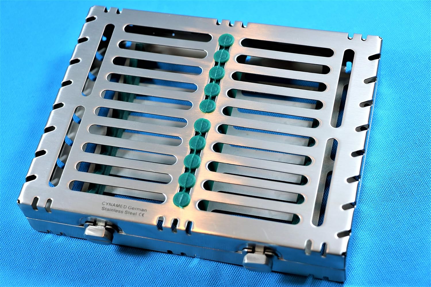 Premium German Stainless 1 Heavy Duty Dental Autoclave Sterilization Cassette Box Tray for 10 Instruments Double Button Type Detachable Cynamed : Industrial & Scientific
