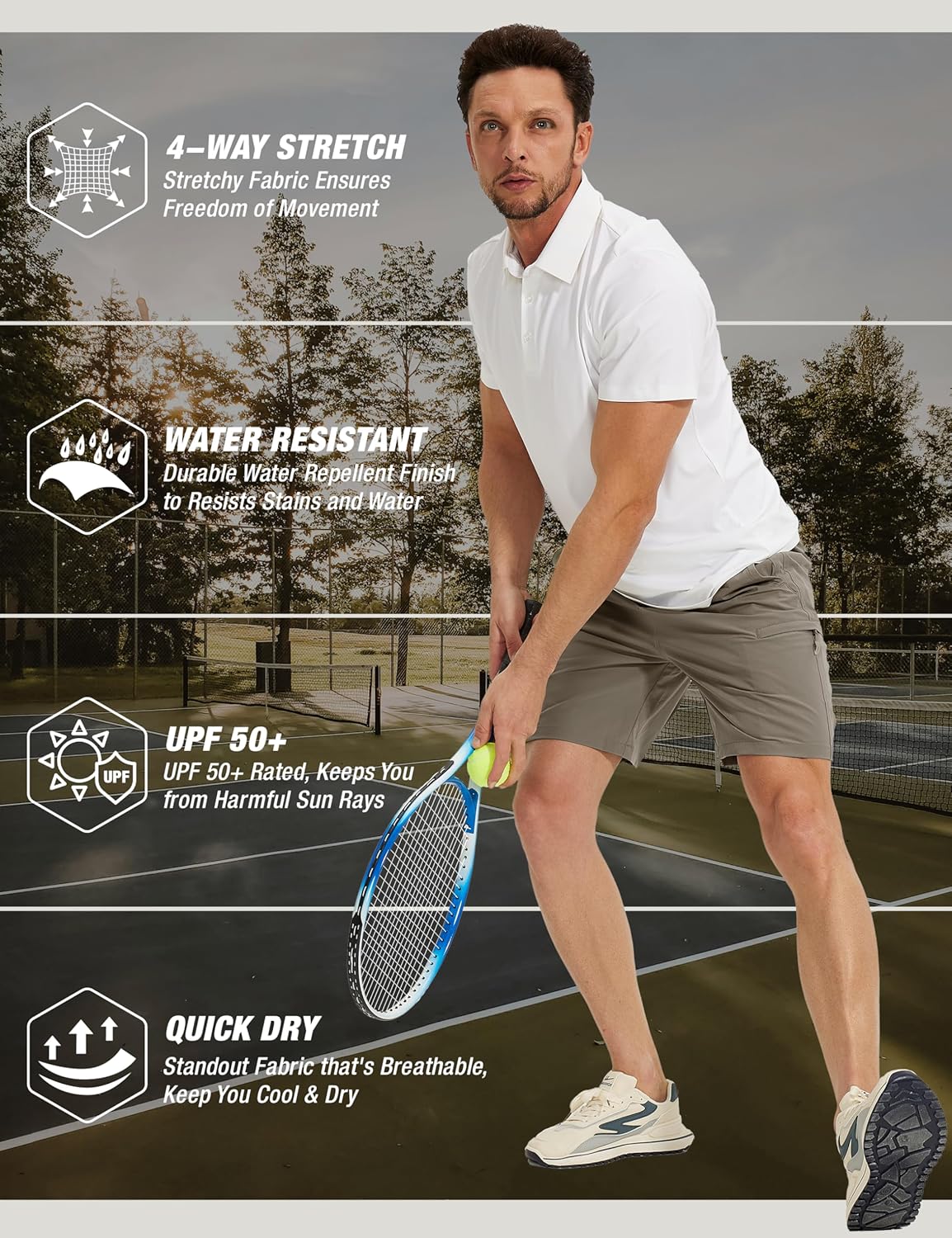 MOURCE Hiking Shorts Men for Summer - Lightweight Quick Dry Outdoor Cargo Shorts with 5 Pockets for Golf Travel Camping - Image 5