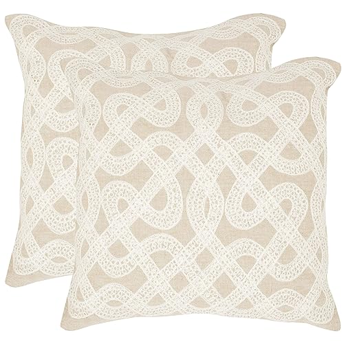 Pillow Collection Throw Pillows, 18 by 18-Inch, Lola Beige, Set