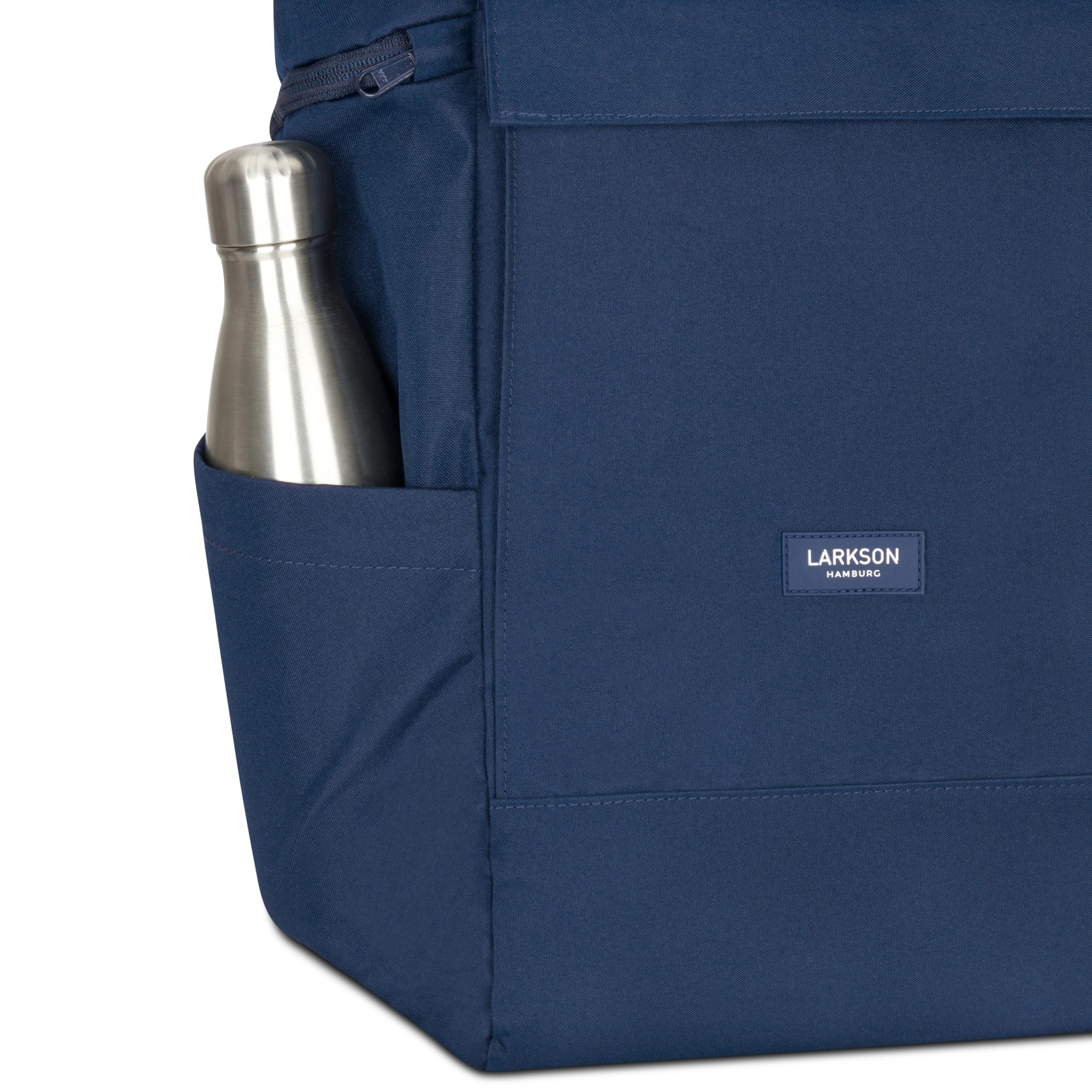 LARKSON Plecak damski i męski – No 4 Large – Rolltop Backpack 21 l z kieszenią na laptopa o przekątnej ekranu 16", do pracy i na rowerze – duży plecak podróżny z paskiem na kółkach, granatowy, jeden