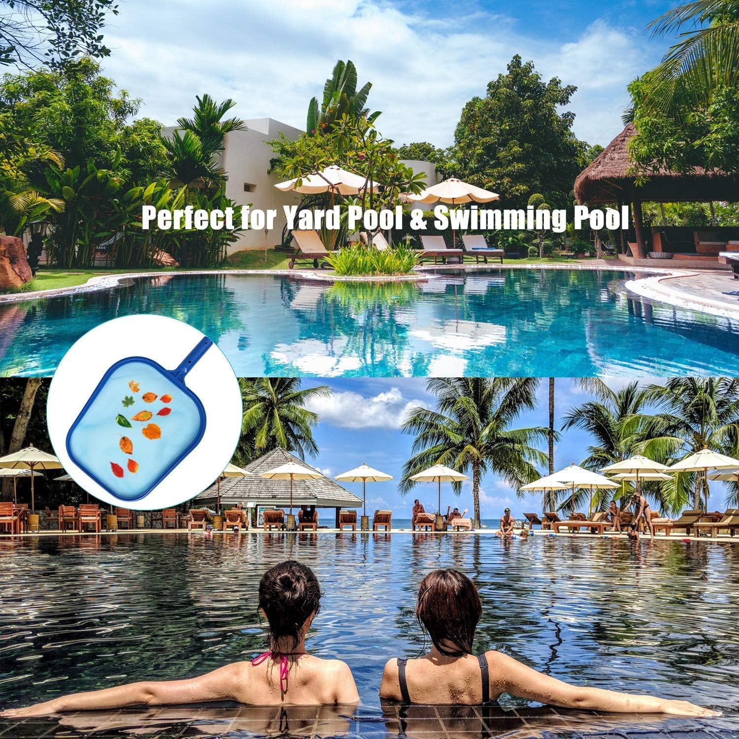 yaenoei Pool Leaf Skimmer Net with Adjustable 17-40" Foot Telescopic Pole (Telescopic Pole)