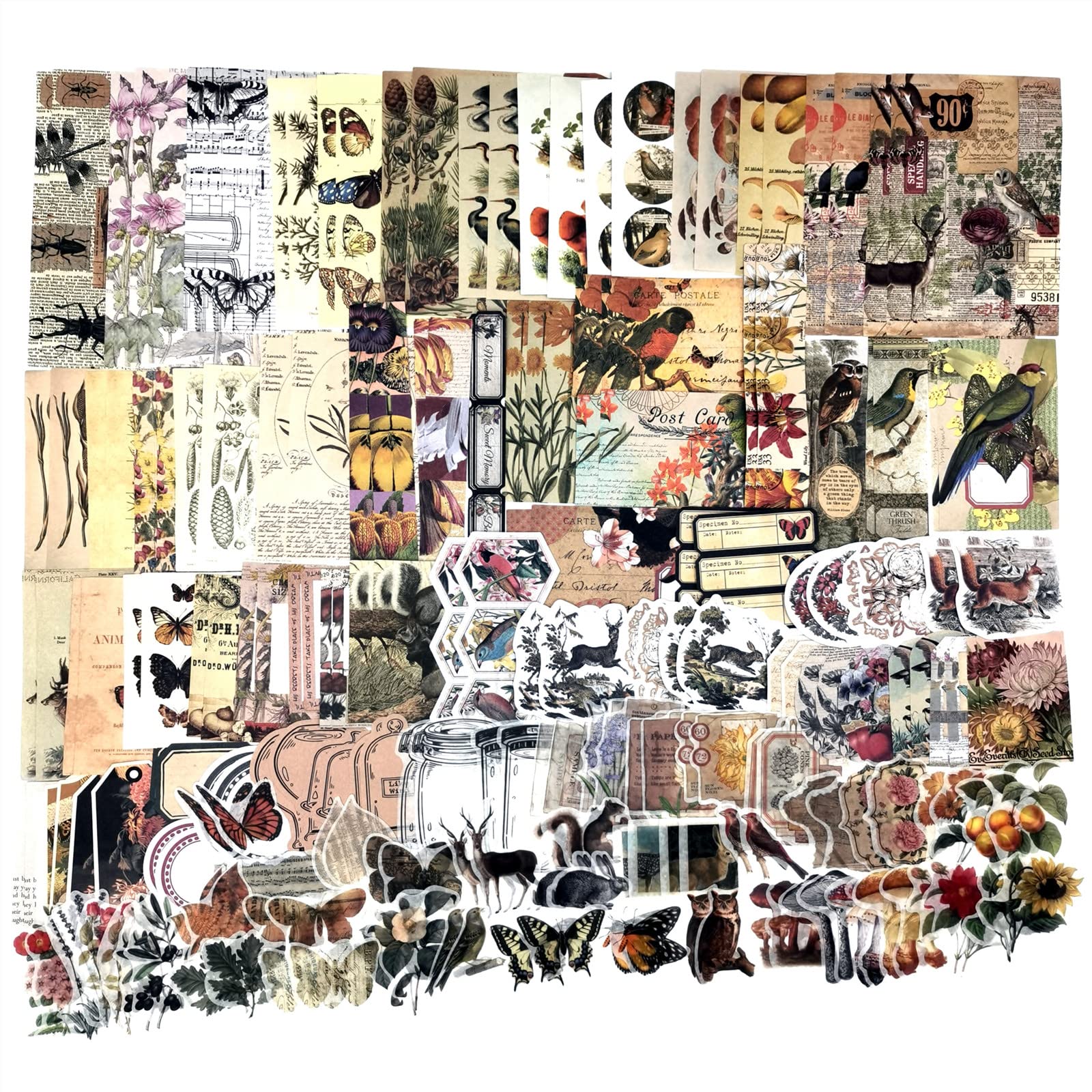 Washi Stickers Knaid 200 Pieces Vintage Ephemera Pack Decoupage Paper ...