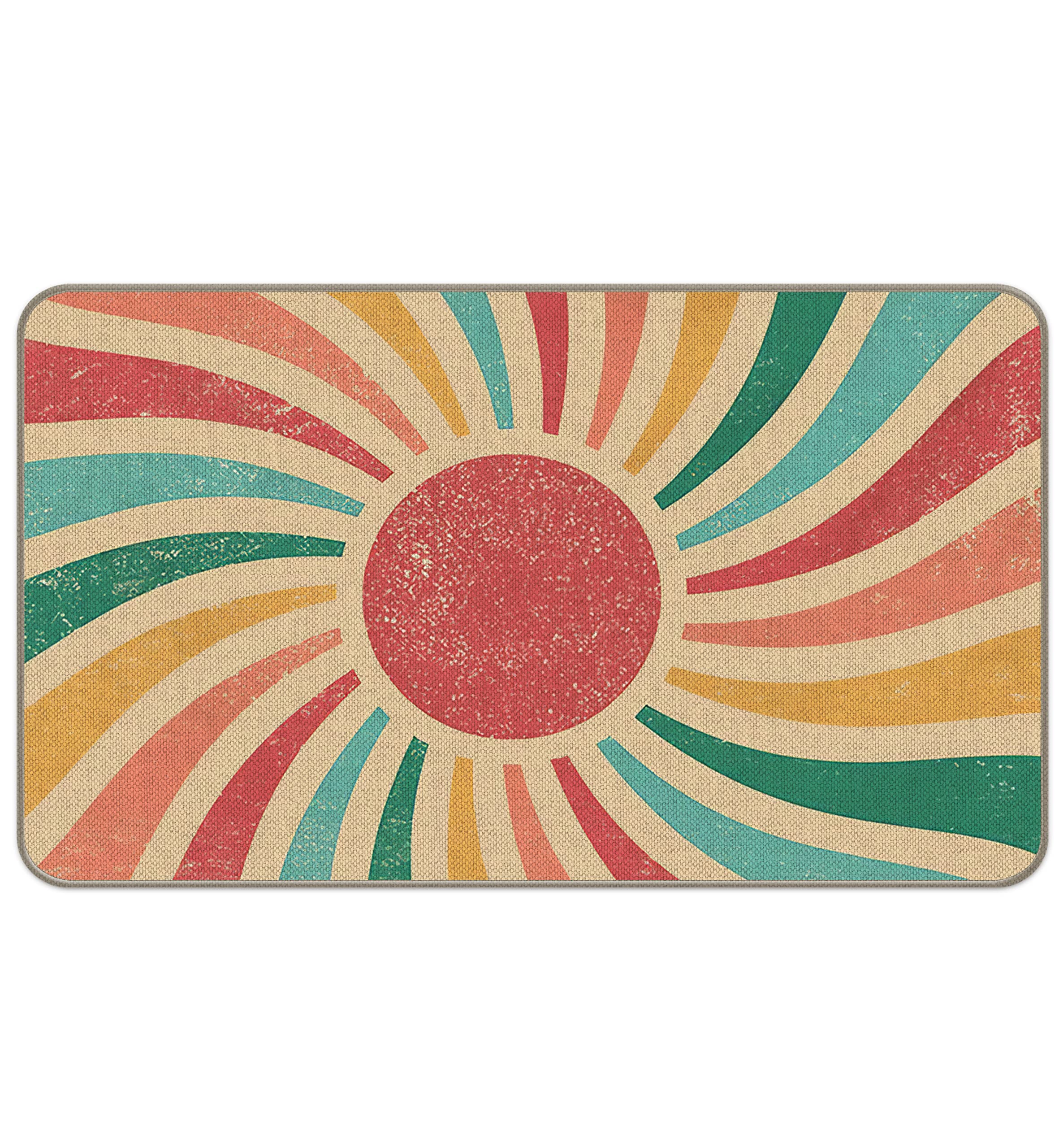 Ensound Vintage Boho Colorful Sun Sunrise Sunshine Abstract Entrance Door Mat 24x16 Inch Doormats Decor,Bohemia Home Front Door Porch Outdoor Indoor Decorations